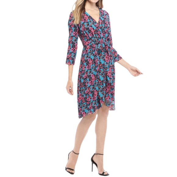 Cheztu Floral Print Wrap Dress Size 8 - Picture 1 of 8